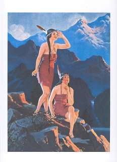 Art Deco Print Lovely Indian Girls in Mountains ca 1925  