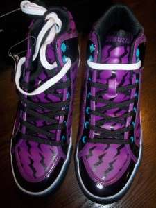 Draven Vegan Punk Purple Lightning Hi Top Shoes Size 11  