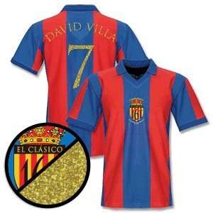 Barcelona El Clásico Retro Shirt (collared) + David Villa 7  