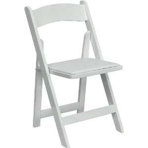   Flash Furniture White Wood Folding Chair w/Padded Seat: Home & Kitchen