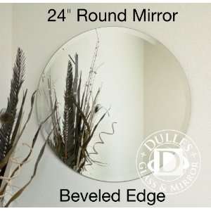 Frameless Beveled Mirror: Round Shape, 24, 1/4 Thick Glass Mirror 
