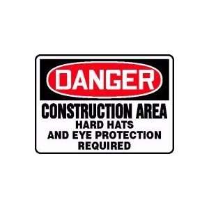   HARD HATS AND EYE PROTECTION REQUIRED 10 x 14 Aluminum Sign: Home
