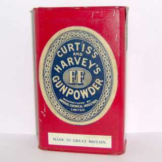 VINTAGE CURTISS & HARVEYS FF GUNPOWDER TIN Made in GREAT BRITAIN 