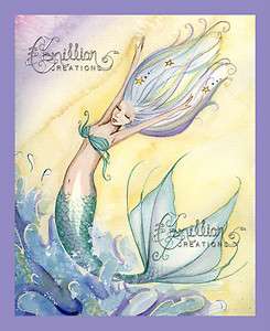   WITH THE WAVES Print from Original Watercolor sea fairy Camille  