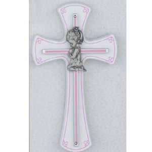 Tall Girl Cross On White Wood Baby Plaque Wall Decor Hanging Infant 