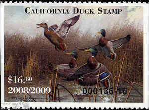 CALIFORNIA #38 2008 STATE DUCK MALLARDS by Harry Adamson  