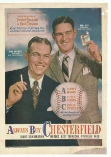 1946 BILL DICKEY AND MEL OTT CHESTERFIELD DISPLAY  