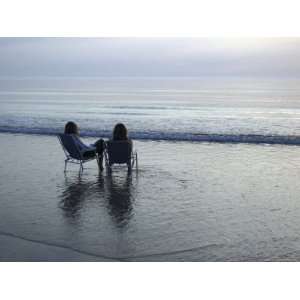  Two Young Women Relaxing on Beach, Rear View, Romo 