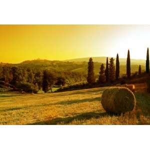  Country Bales of Hay Sunset Wall Mural
