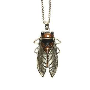  Brass Cicada Necklace Fly Insect Bug Statement Pendant 