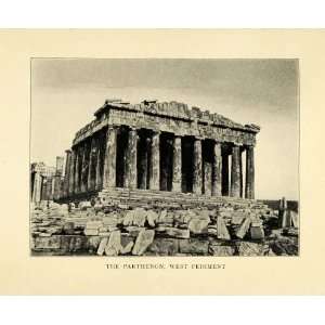 1907 Print Parthenon Temple West Pediment Ancient Greek Architecture 