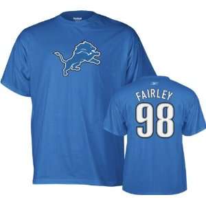 Nick Fairley Detroit Lions Blue Reebok Name & Number T Shirt:  