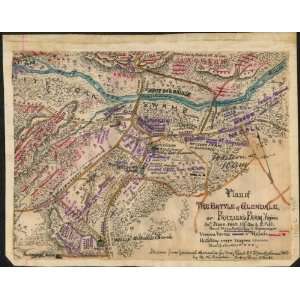  War Map Plan of the Battle of Glendale or Fraziers Farm. Virginia 