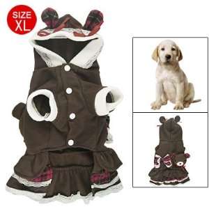   Bowtie Decor Bear Design Coffee Warm Dress XL for Dog