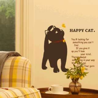   Happy cat WALL DECOR DECAL MURAL STICKER REMOVABLE VINYL Automotive