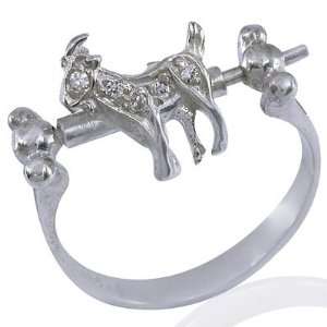 2.20 grams 925 Sterling Silver Zodiac Goat Sign Ring size 
