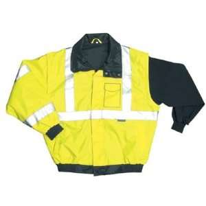 2X Yellow PVC Coated Polyester Class 3 Weather Resistant Bomber Jacket 
