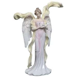   Tall Glazed Porcelain Angel in Pink Dress Holding Dove: Home & Kitchen