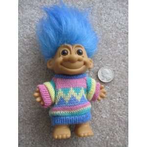  Russ Berrie Sweater Troll, with Blue Hair 