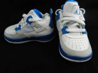 Baby Boy Nike Air Jordan 4 Fusions White/ Blue Gray Shoes Size 4c 