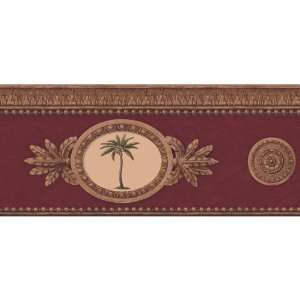   By Color BC1580595 Red Framed Palm Trees Border