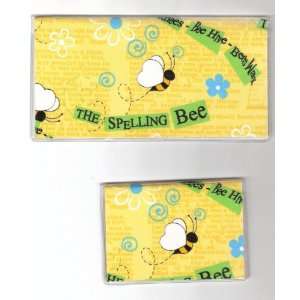    Checkbook Cover Debit Set Spelling Bee Bumble Bee 