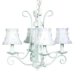  4 Arm Harp Chandelier in White with White Petal Flower 