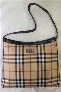   Burberry London classic checkered canvas leather shoulder bag Tpf ere