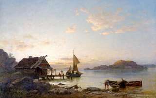 EVENING ON THE COATS Norwegian Painter Amaldus Nielsen art CANVAS 