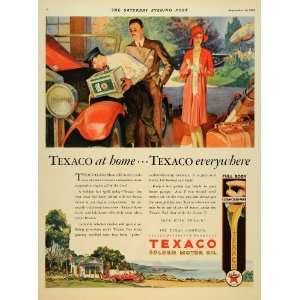  1929 Ad Texaco Motor Oil Lubricant Fashion Golden Auto 