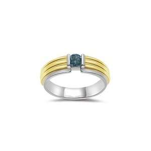   Blue Diamond Solitaire Mens Ring in 14K Two Tone Gold 12.5 Jewelry
