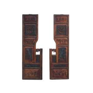  Pair Old Vintage Carved Wall Decor Panels As2408
