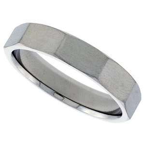 Surgical Steel Faceted 5mm Wedding Band Thumb Ring Beveled Edges Matte 