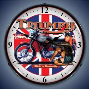  Triumph Bonneville With Pin up Lighted Wall Clock 