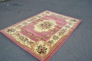 Rose pink green victorian 8x10 area rug carpet floral 1  