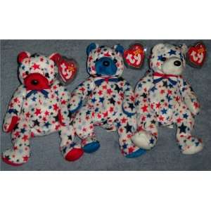   Beanie Baby Bears Red, White & Blue Trio Ty Beanie Baby Toys & Games