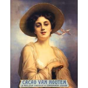   VAN HOUTEN FRENCH SMALL VINTAGE POSTER CANVAS REPRO
