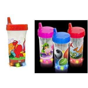   Flashing Spill Proof Sippy Cup w/ Pop Up Straw  Dino Critters Baby