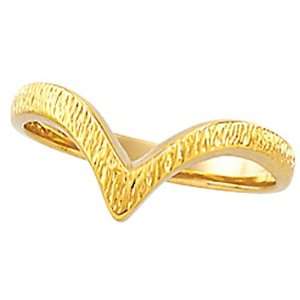  14K Yellow Gold V Shape Fashion Ring Jewelry