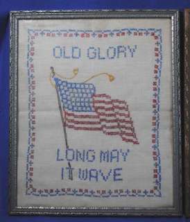   stitched 1930s American Flags 48 Star Sampler Folk Art USA  