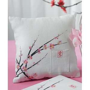    Cherry Blossom Square Pink Wedding Ring Pillow