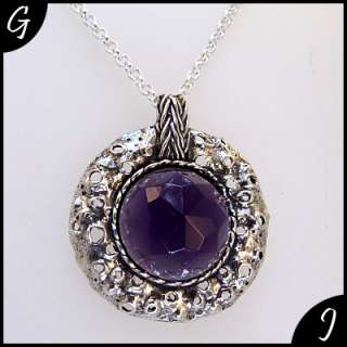   Pendant MOON .925 Sterling Silver Purple Amethyst Gemstone  