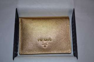 PRADA Saffiano Leather Bifold Wallet Gold 1M0204 New in Box  