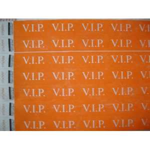  50 VIP Neon Orange Consecutively Numbered Tyvek Wristbands 