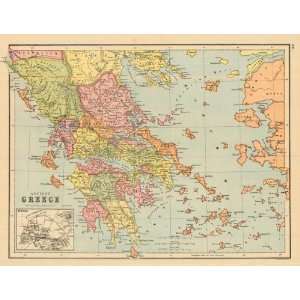  Bartholomew 1877 Antique Map of Greece