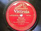 FRITZ KREISLER Victrola 1136 VIOLIN 78rpm BACH Menuet