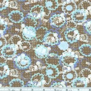  45 Wide Urban Farm Barn Collage Blue/Brown Fabric By The 