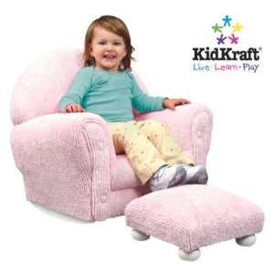   Pink Chenille Upholstered Rocking Chair & Ottoman: Home & Kitchen