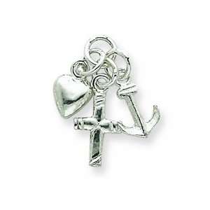  Sterling Silver Faith, Hope & Charity Charm Jewelry