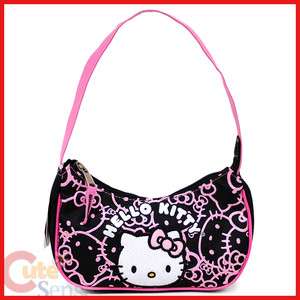   Hello Kitty Mini Purse Hand Bag :Black Pink Glittering Face  